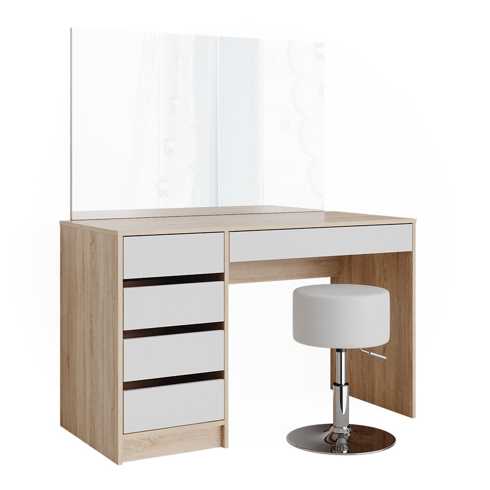 Coiffeuse avec tabouret, Blanc/Sonoma 120 x 75cm