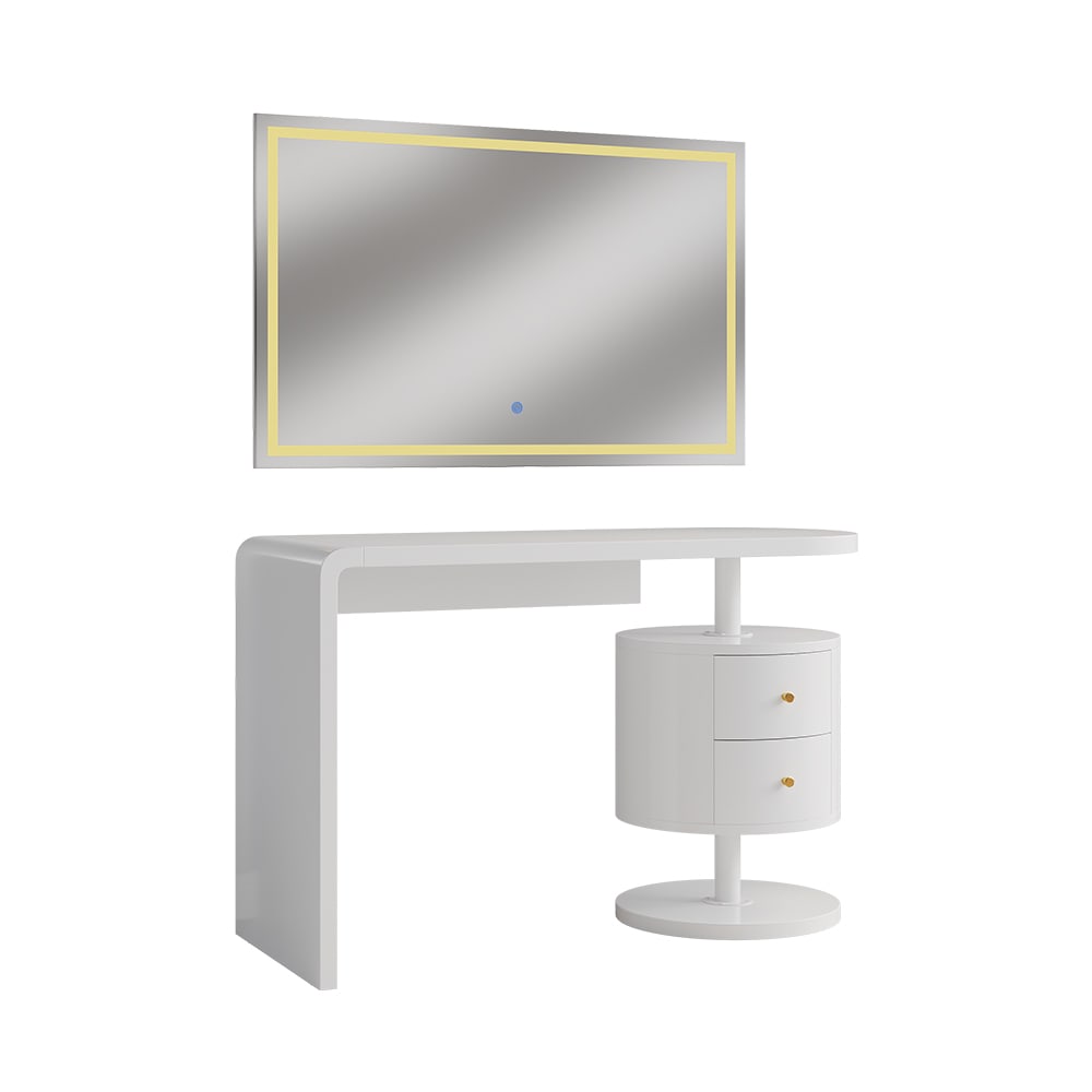 Coiffeuse avec miroir LED, Blanc 120 x 76cm