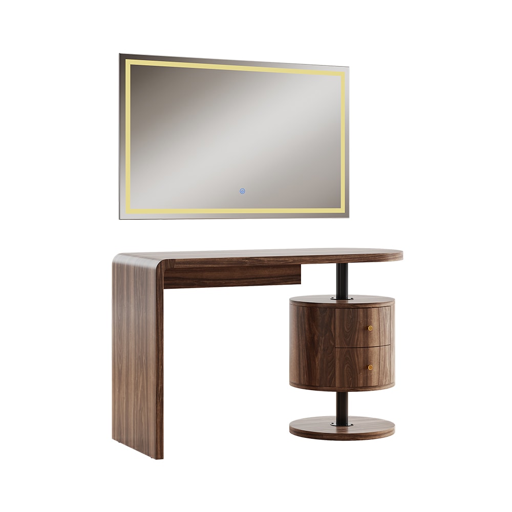 Coiffeuse avec miroir LED Chêne rustique 120x76cm