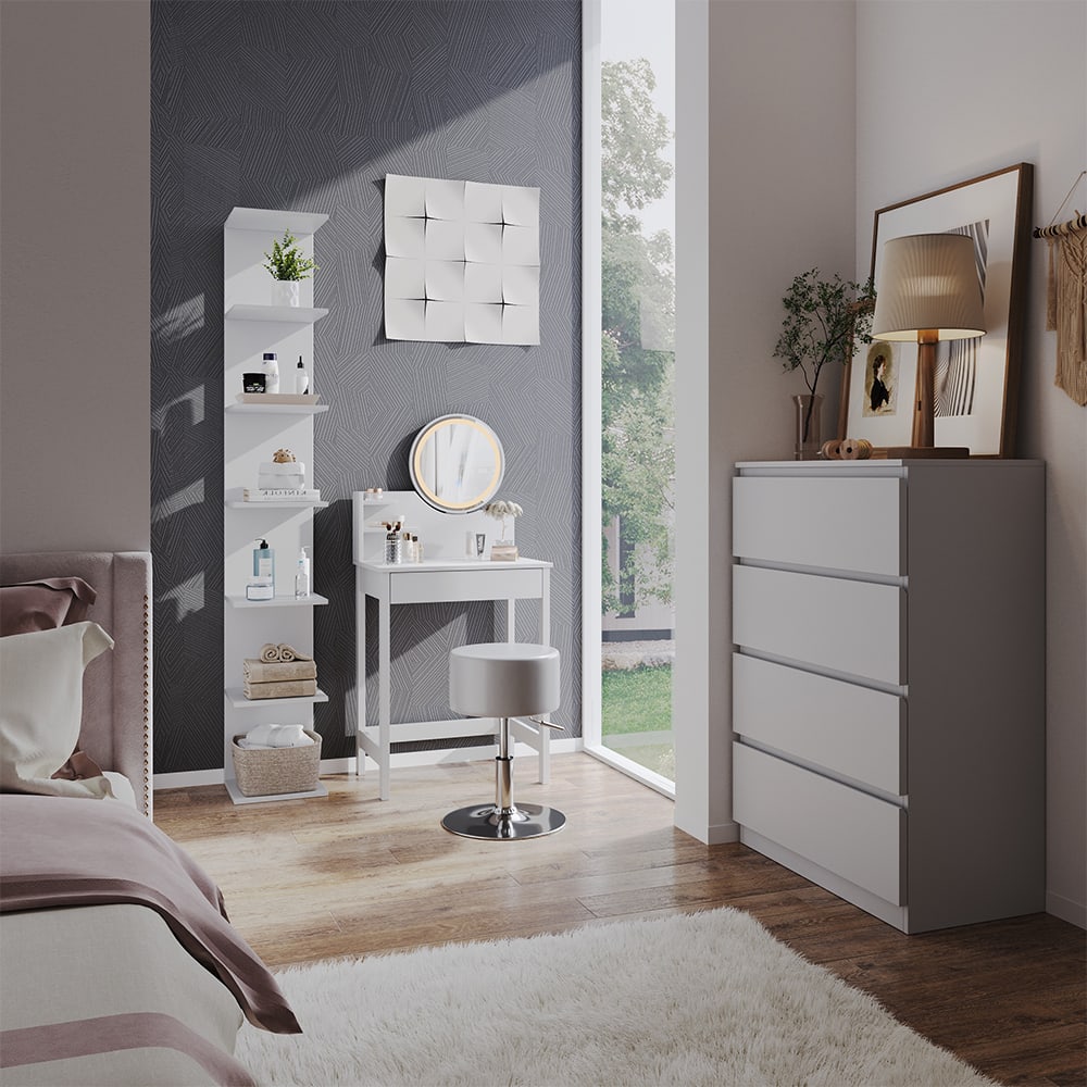 Coiffeuse avec miroir led blanc 60x127.5cm