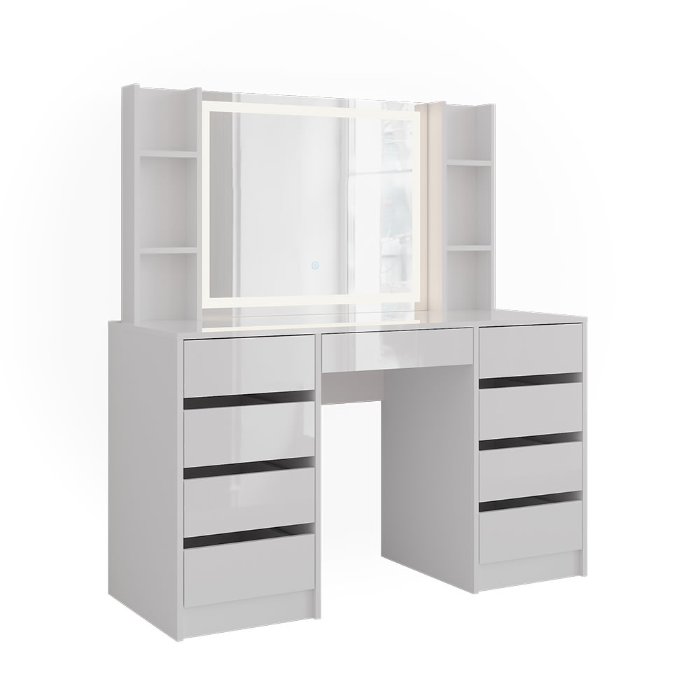 Coiffeuse 4 parties blanc/blanc brillant 128.2x76cm