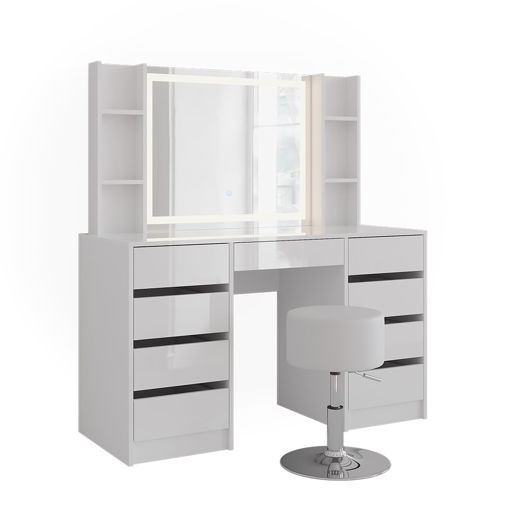 Coiffeuse 5 parties blanc/blanc brillant 128.2x76cm