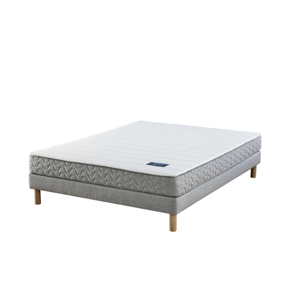 Matelas mousse & latex + sommier gris silex + pieds 120x190 cm