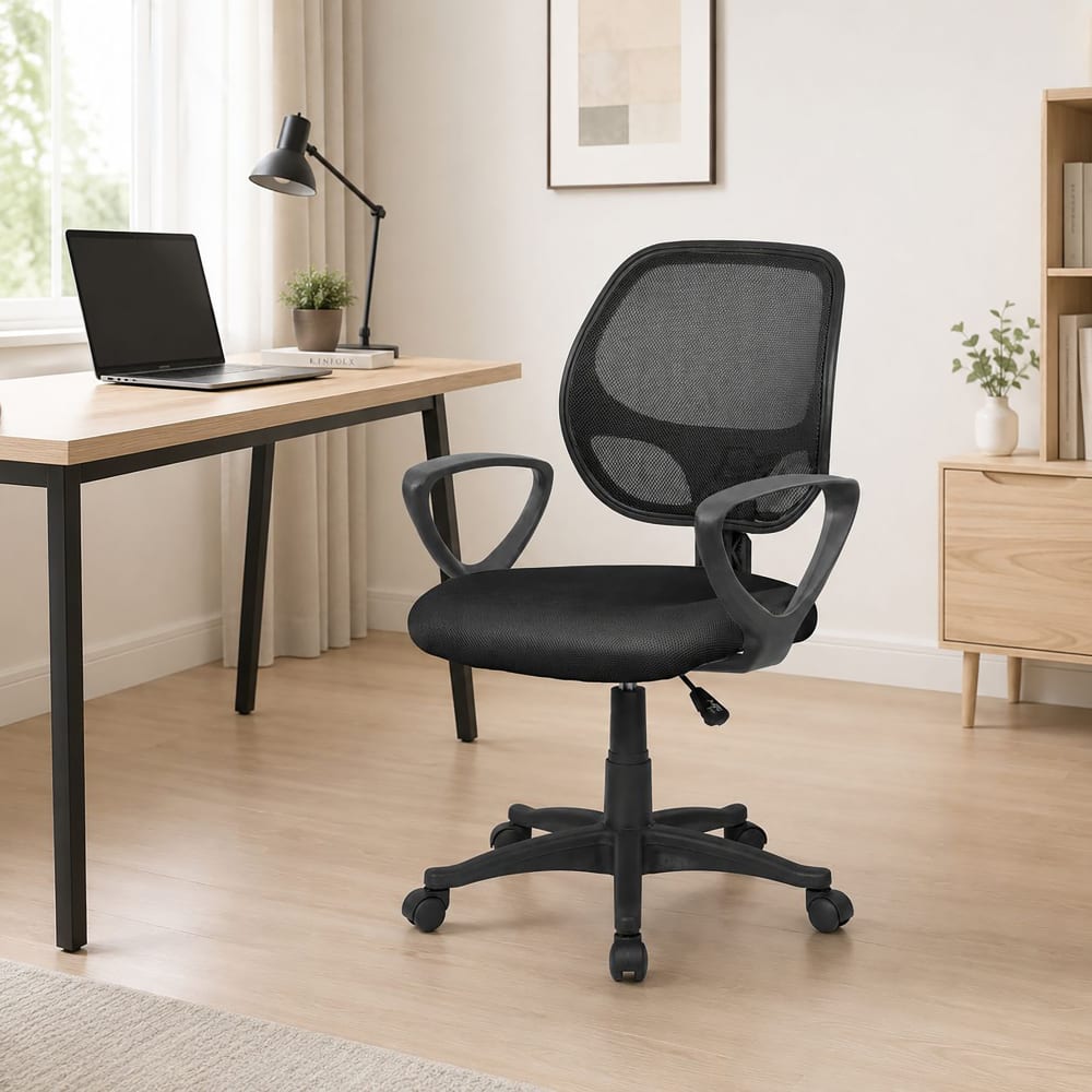 Stuhl mit Rollen aus schwarzem Stoff - Maisons Du Monde