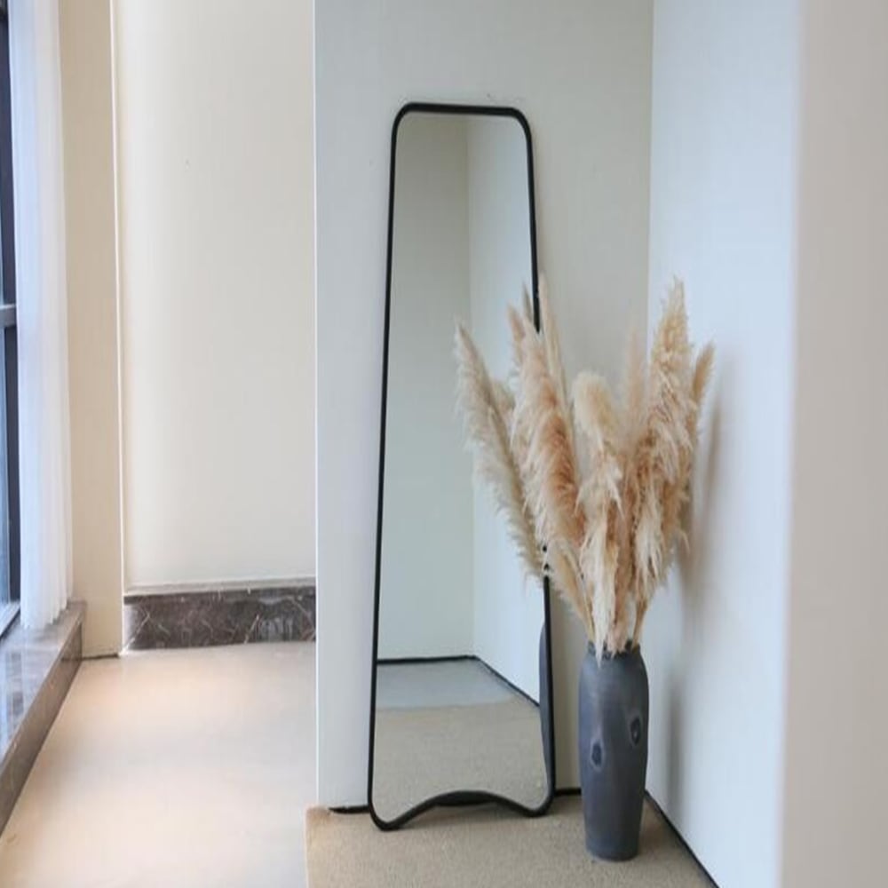 Miroir sur pieds rectangulaire en fer noir 122x58 cm