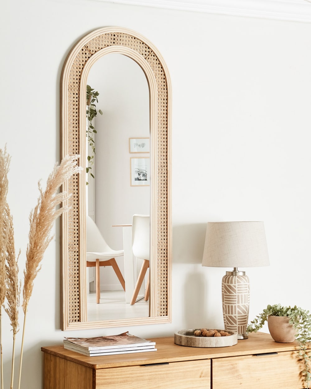 miroir en rotin naturel