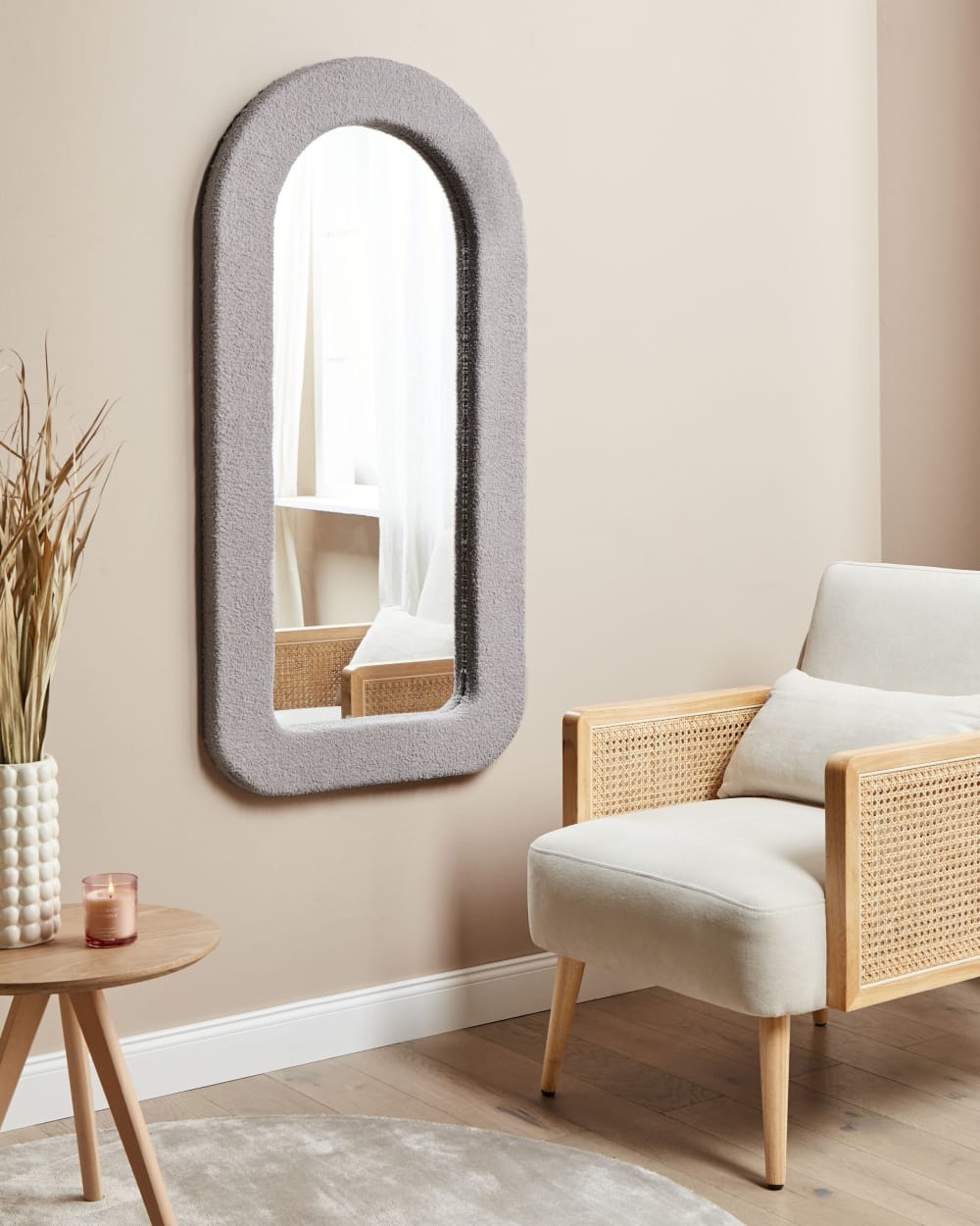 Miroir en tissu beige 120x60