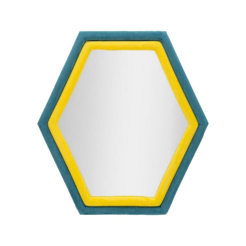 Miroir bois vêtu bleu 75x80h cm