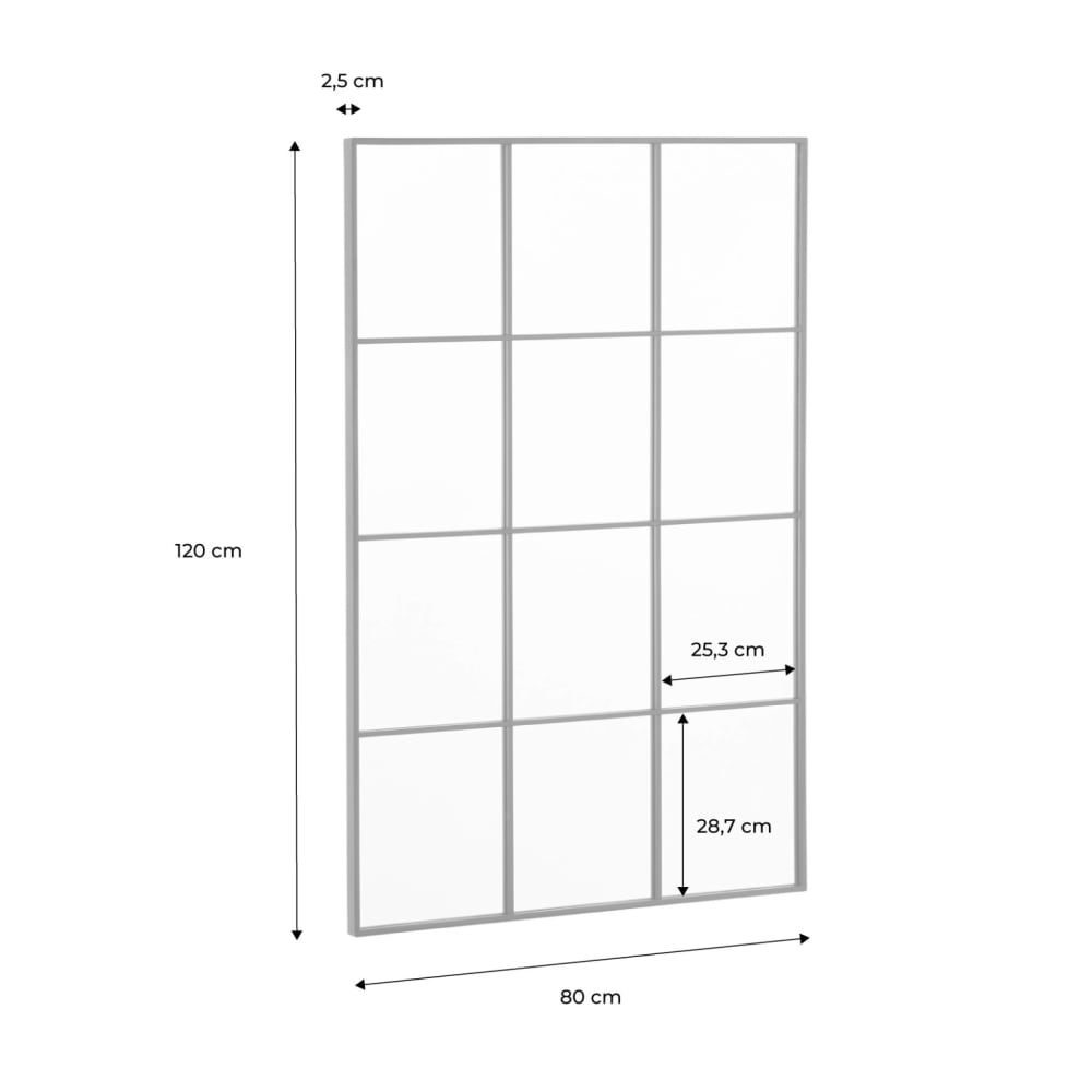 Miroir rectangulaire industriel acier noir 120cm