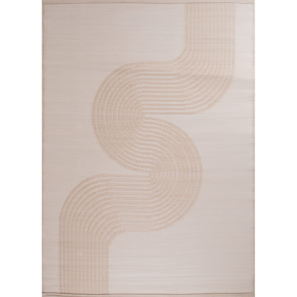 Tapis d'extérieur motif vague beige 120 X 160 cm