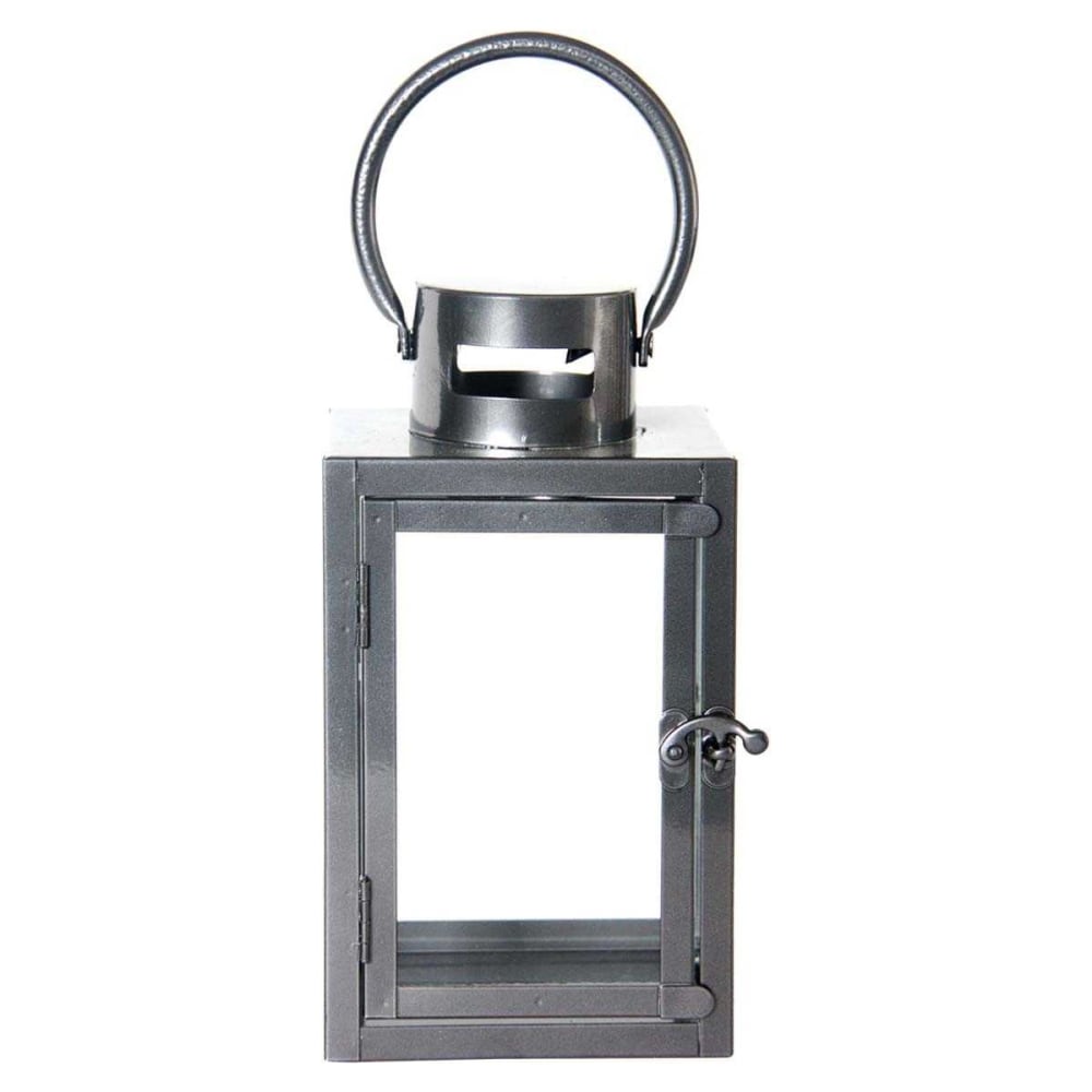 Lanterne en fer anthracite et verre 12 x 12 x 23 cm