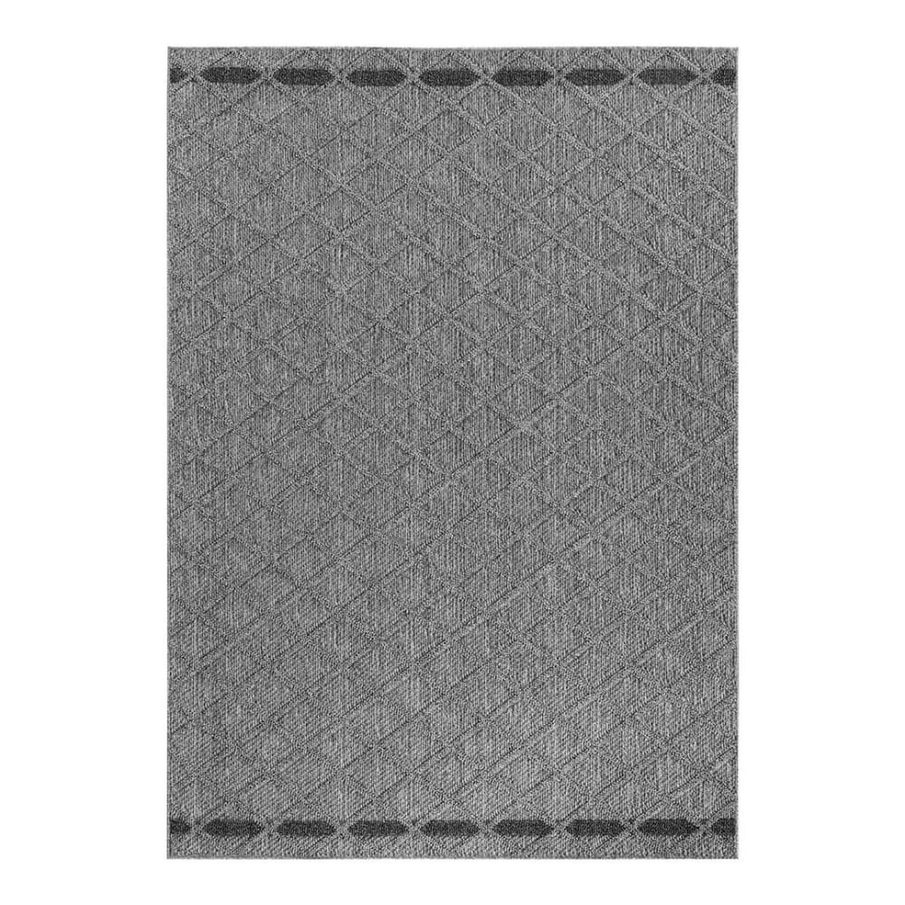Tapis géométrique design en polypropylène gris 120x170