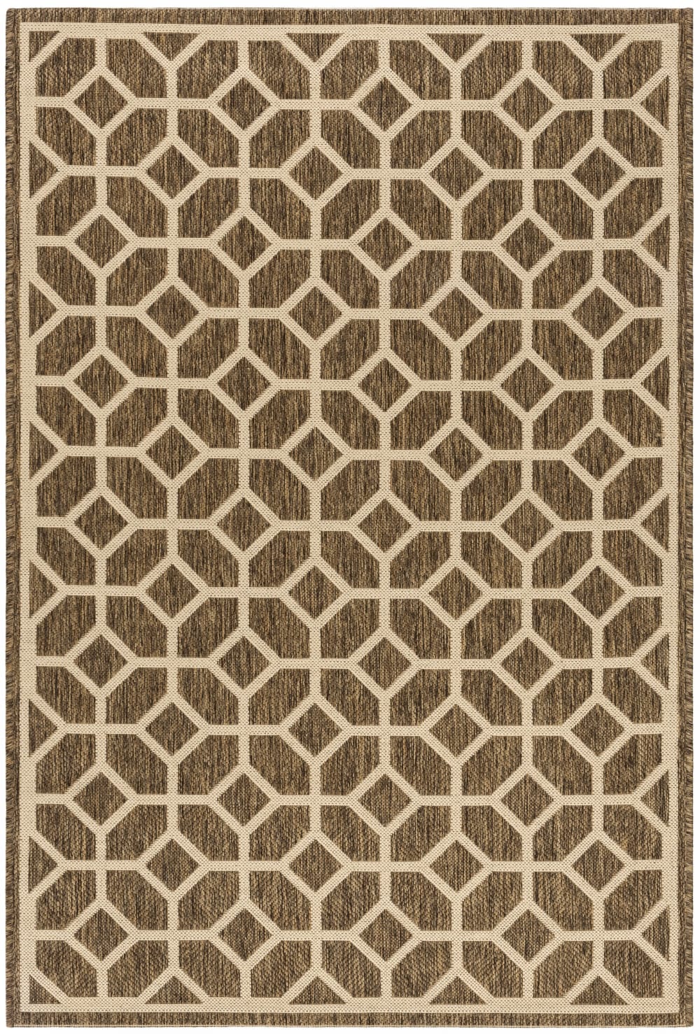 Tapis géométrique en polypropylène beige, 122 x 183 cm