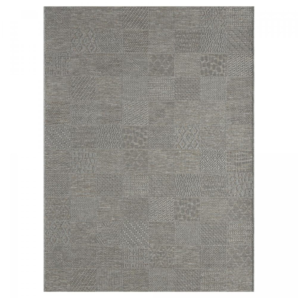 Tapis extérieur 120x160 tissé kilim gris MEXICO EX