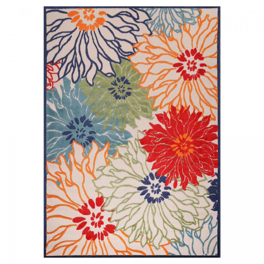 Tapis exterieur 120x170 bleu, beige, orange, rouge