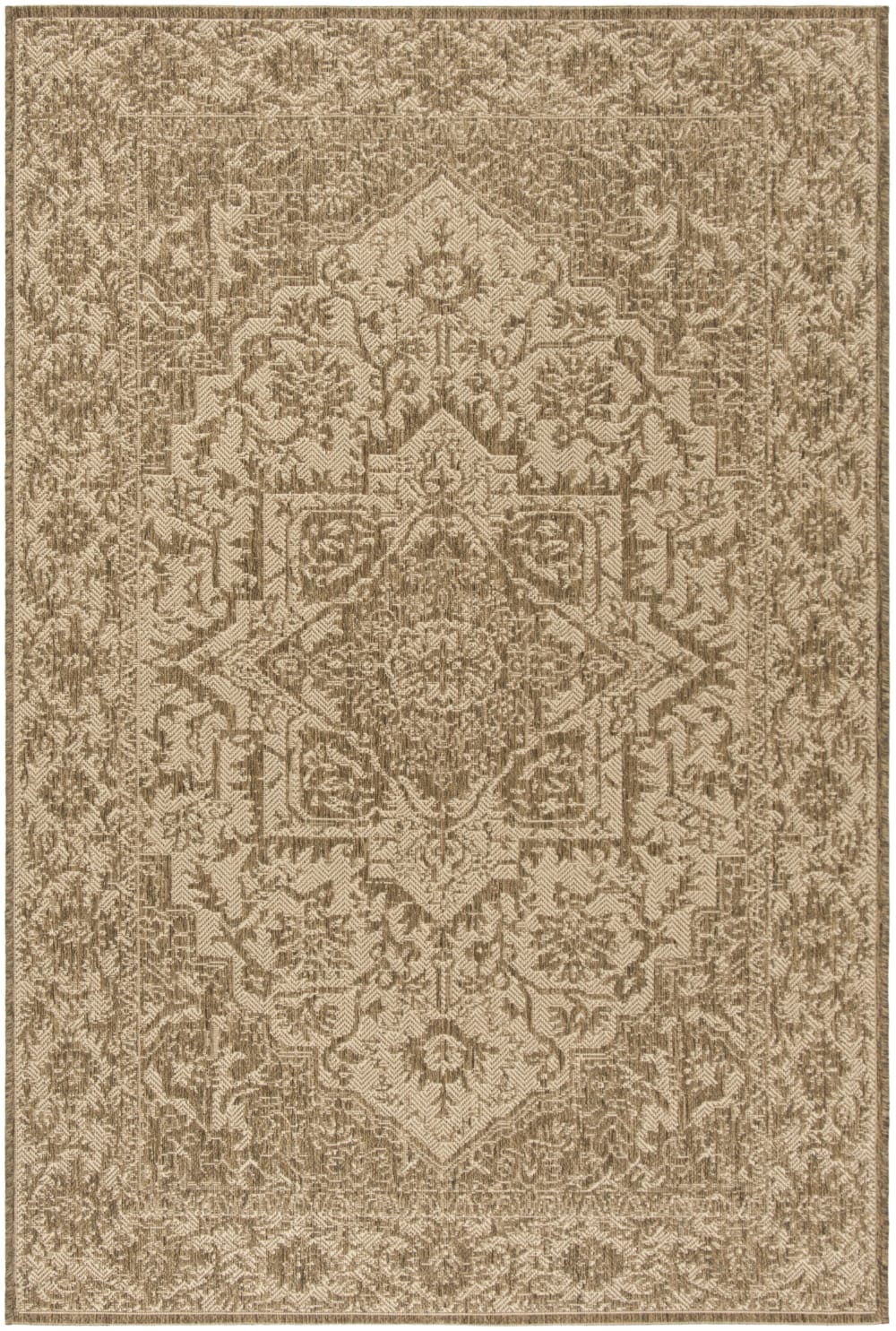 Tapis médaillon en polypropylène beige, 122 x 183 cm