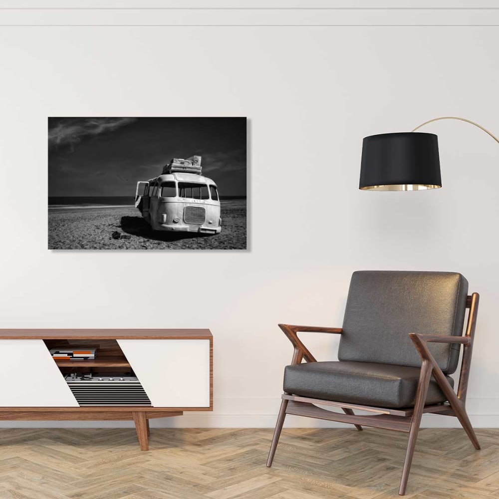 Tableau beached bus impression sur verre acrylique 120x80 cm