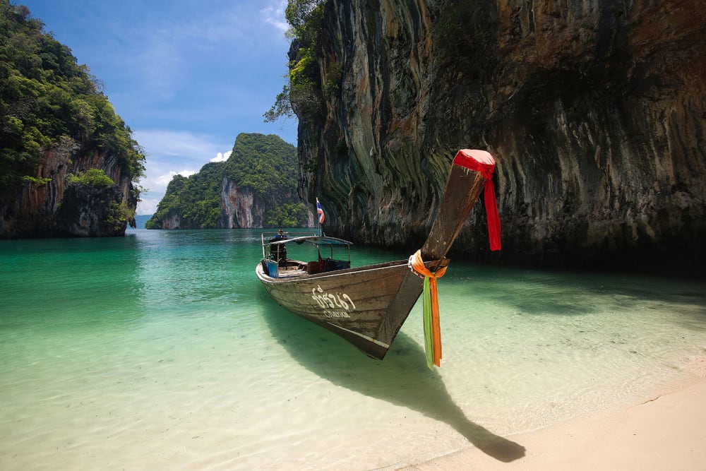 Tableau hong island boat toile imprimée 120x80 cm