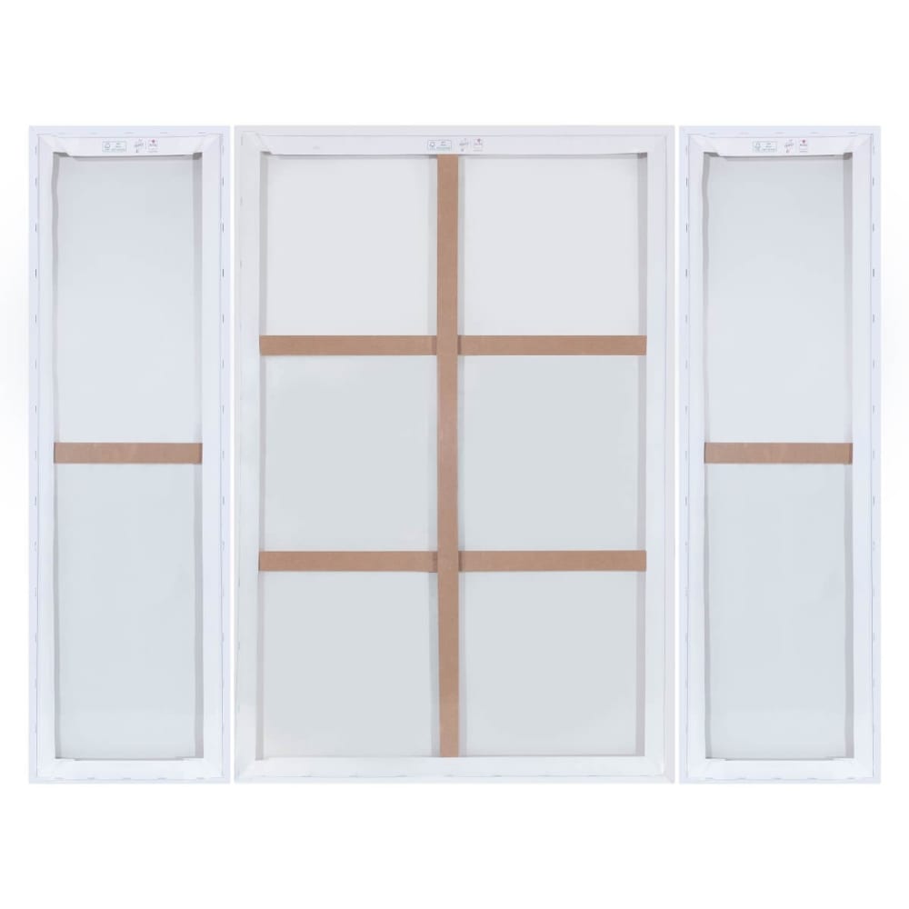 Triptyque sur toile motif avec feuilles 125x97 cm
