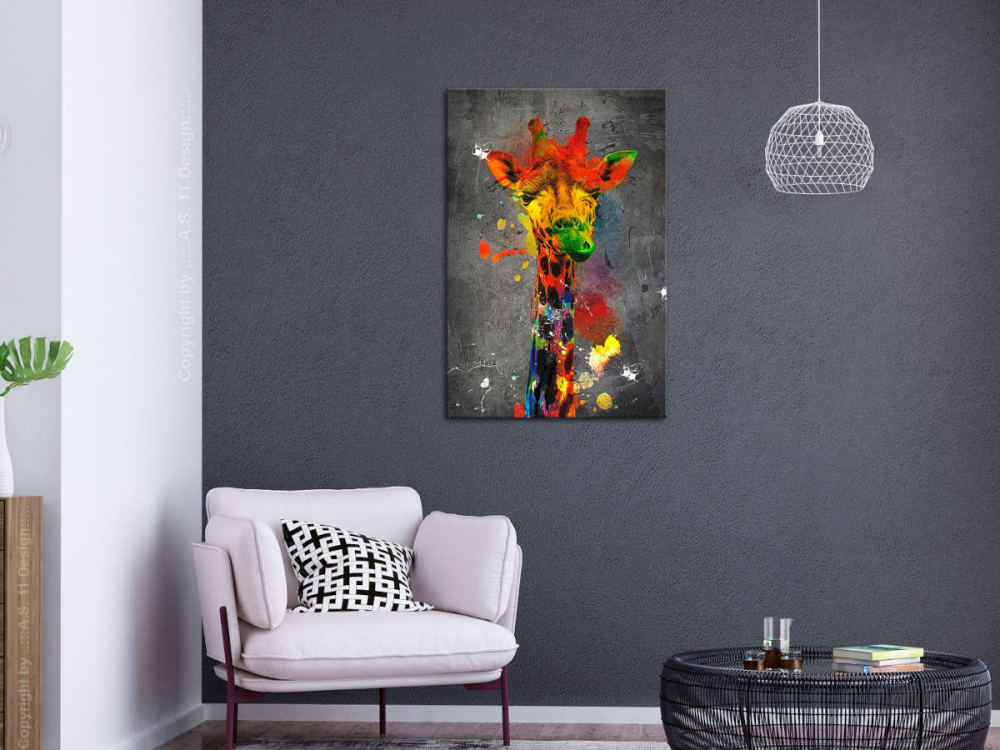 Tableau moderne girafe multicolor - 120 x 80 cm - artgeist