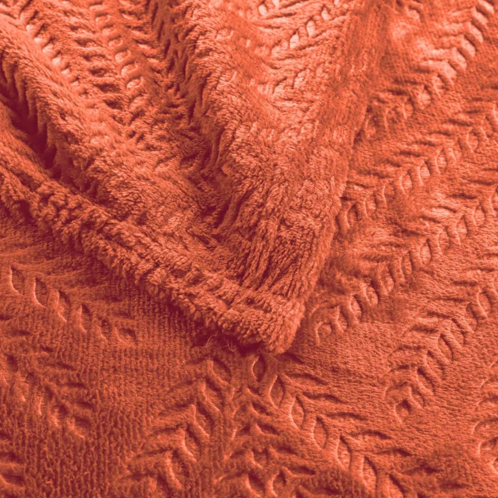 Plaid flanelle relief unie terracota 125x150 cm - Maisons du Monde
