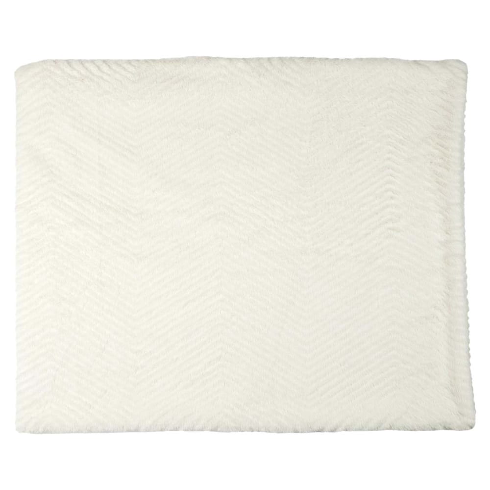 Plaid  ultra doux 120x150cm imitation fourrure blanche motifs géométri
