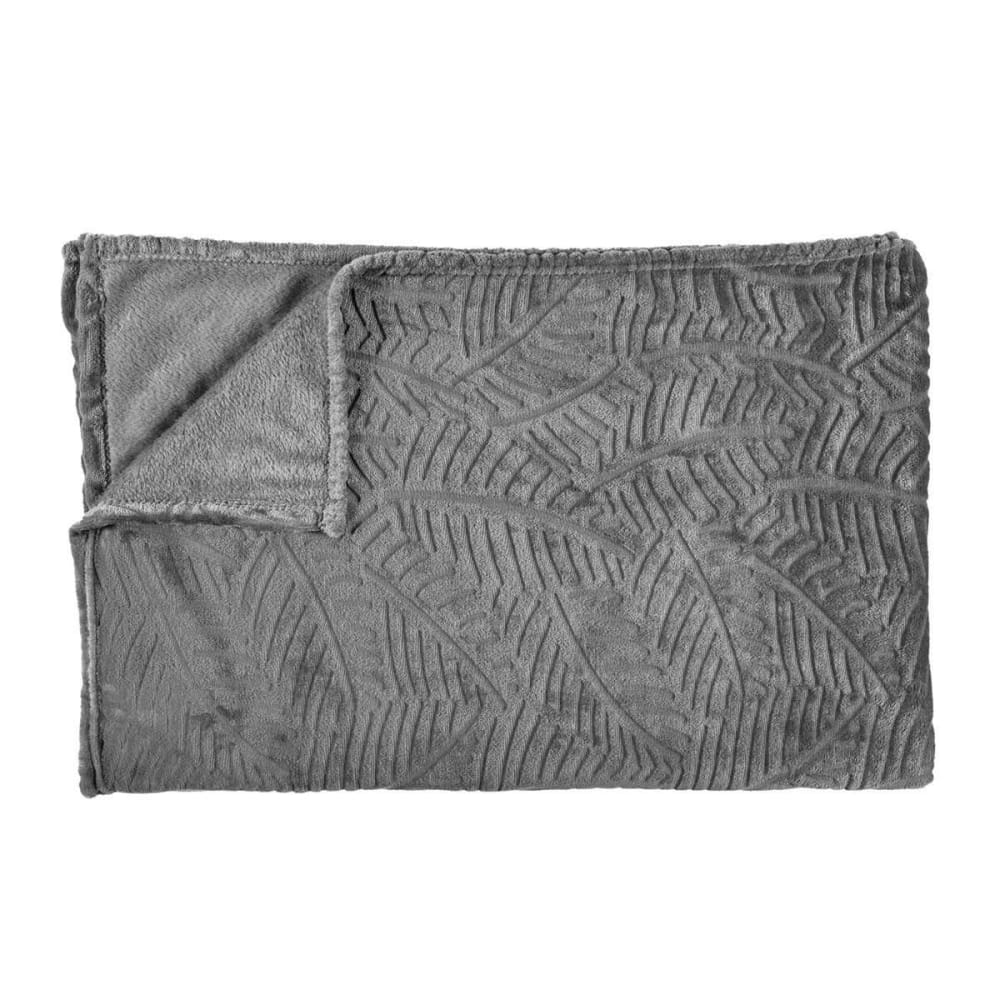 Plaid  gris foncé flanelle embossé 120x150cm