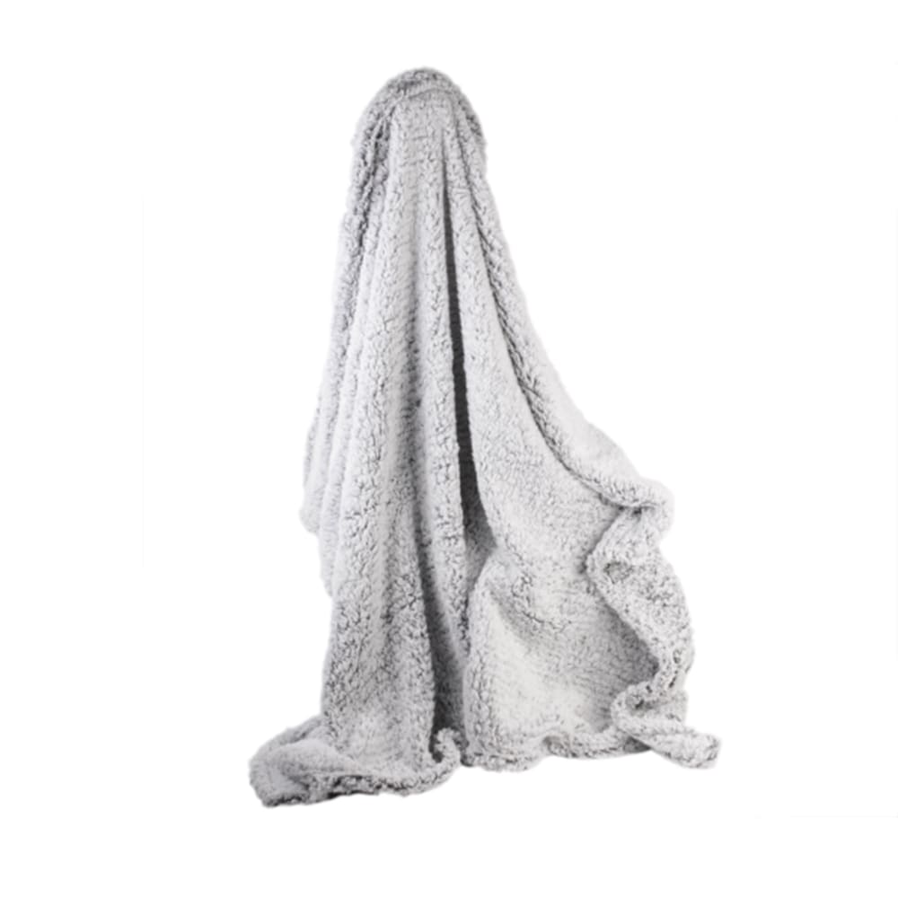 Plaid 120x150 cm en tissu sherpa gris