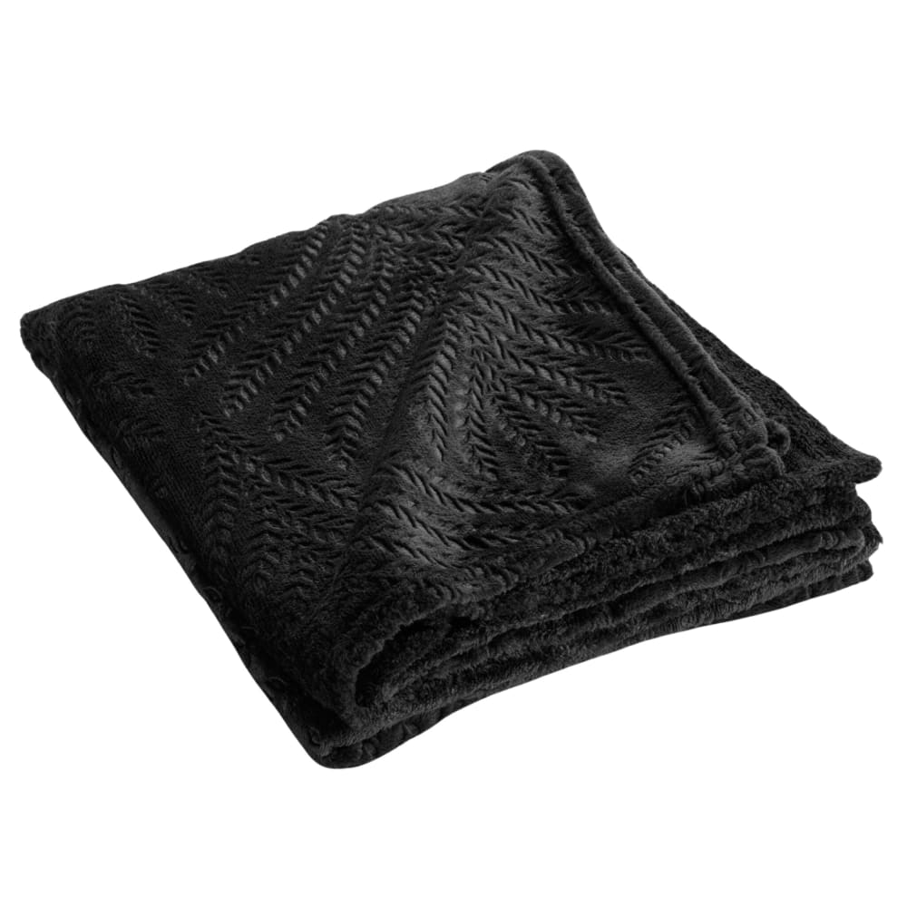 Plaid flanelle relief uni noir 125x150 cm Plaid flanelle relief uni noir 125x150 cm