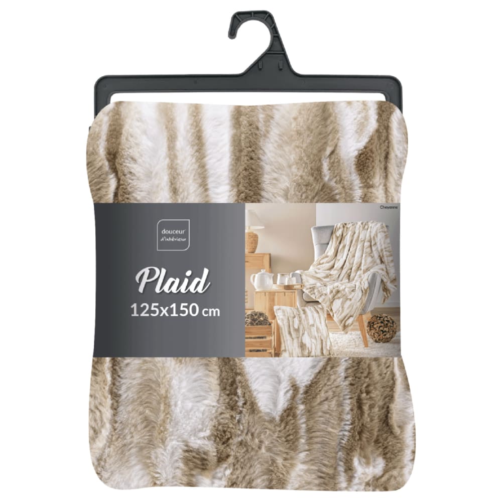 Plaid cheyenne imitation fourrure / sherpa naturel