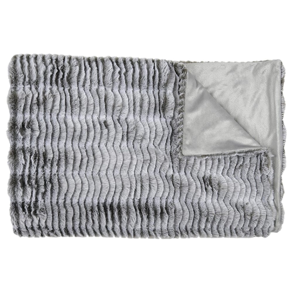 Plaid  ultra doux 120x150cm imitation fourrure vague coloris gris