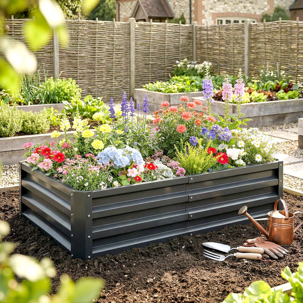 Carré potager jardin 120x60x305cm acier galvanisé gris — vue 3
