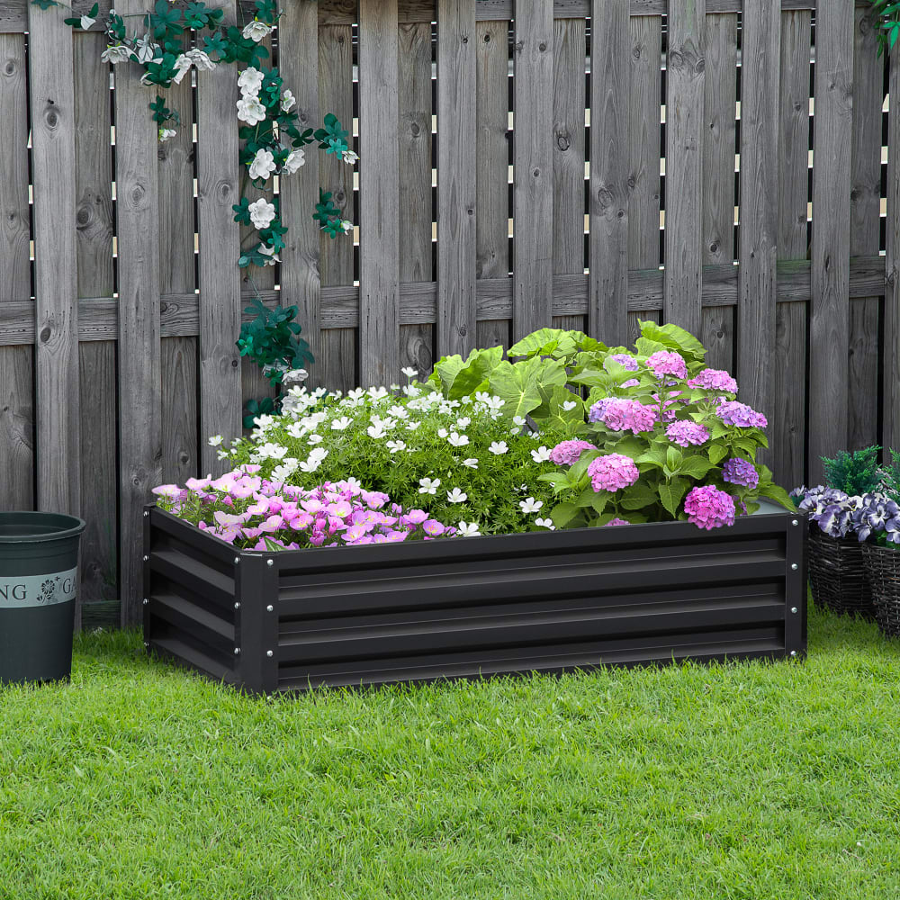 Carré potager jardin 120x60x305cm acier galvanisé gris — vue 4