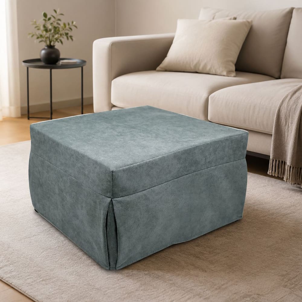 Pouf en tissu bleu 78x78x45h cm