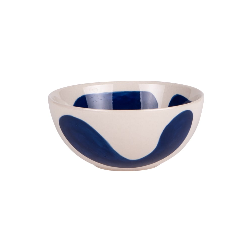Lot de 6 coupelles bleues et blanches en grès 12 cm
