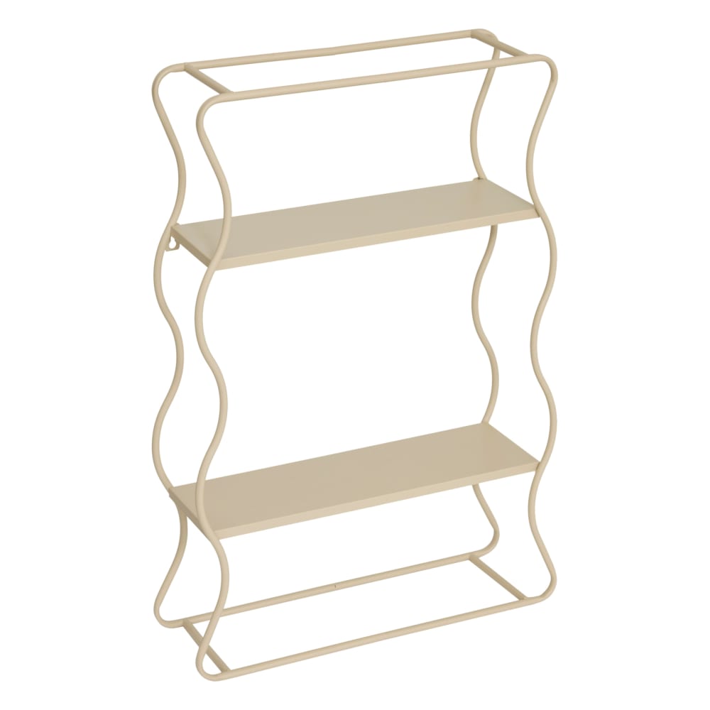 Étagère murale en métal à forme ondulée beige 12 x 40