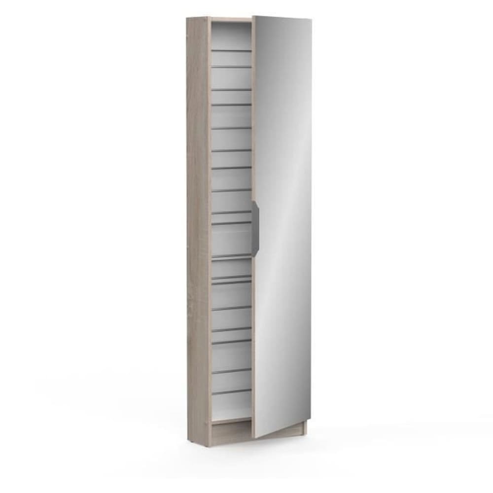 Armoire à chaussures zapatero - 12 paires - chêne et noir - 1 porte Armoire à chaussures zapatero - 12 paires - chêne et noir - 1 porte
