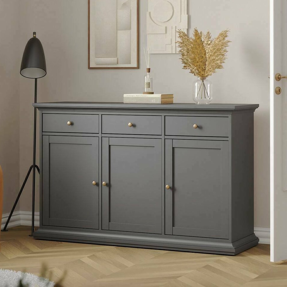 Buffet bois nobilé gris 143,7x46,1x91,66h cm