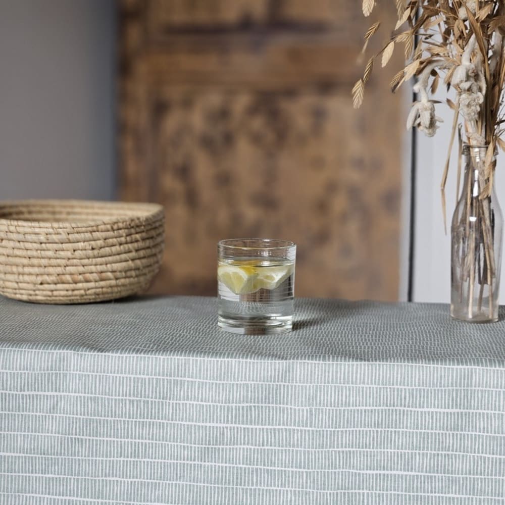 Nappe enduite coton verte carrée 120 x 120 cm