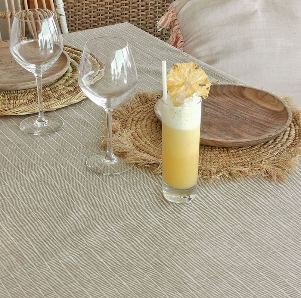 Nappe enduite coton blanche carrée 120 x 120 cm