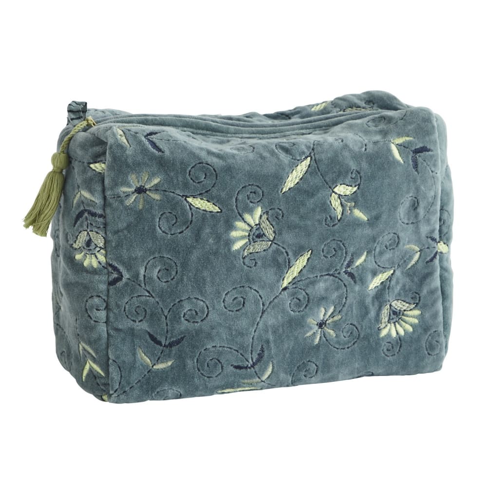 Trousse de toilette velours bleu 12x25