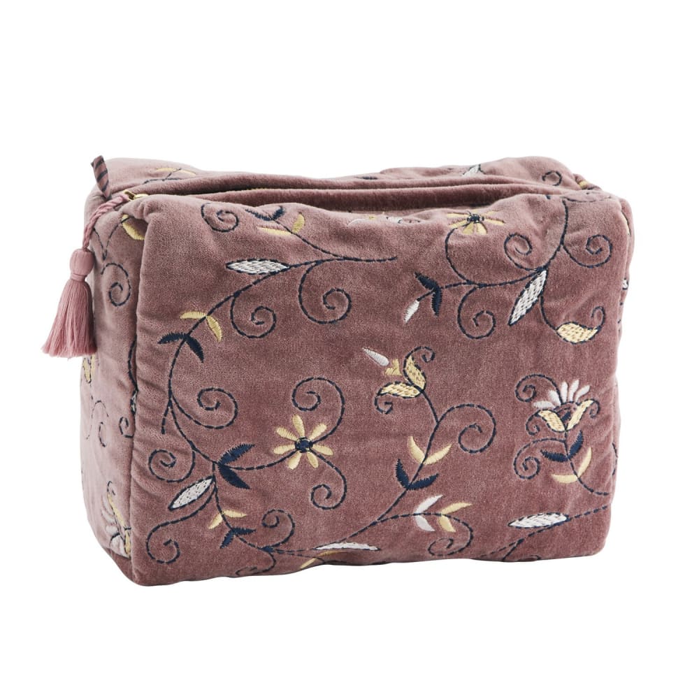 Trousse de toilette velours rose 12x25