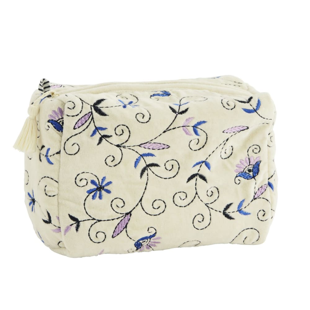 Trousse de toilette velours blanc 12x25