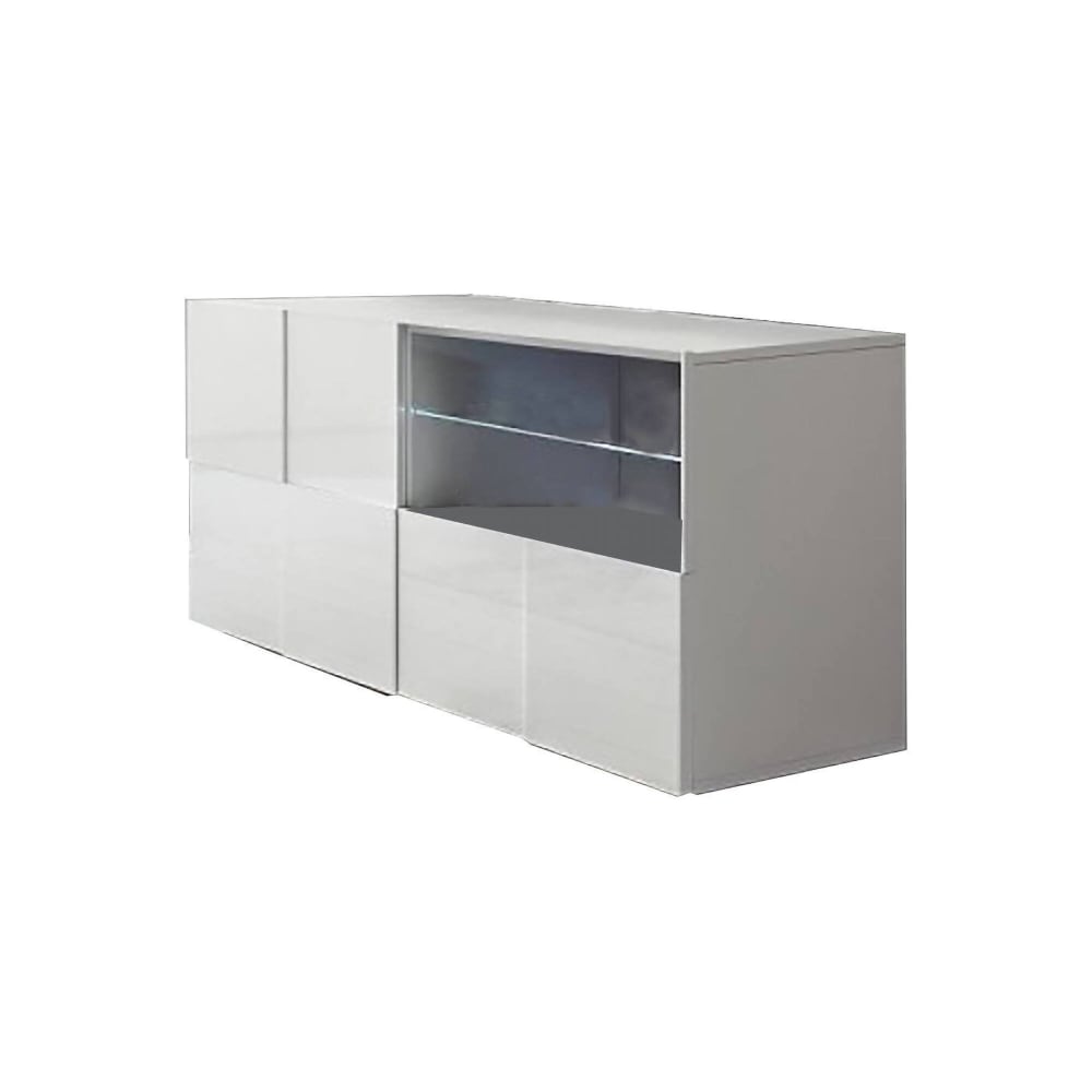 Meuble TV bois blanc laqué noble