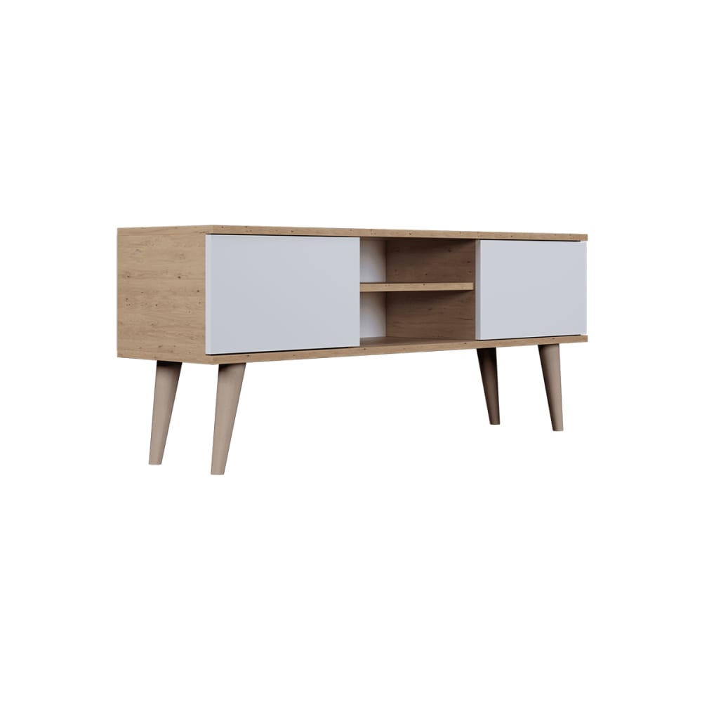 Meuble tv 120 cm panneaux blanc