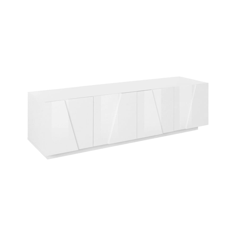 Meuble TV en Bois Laqué Blanc Brillant