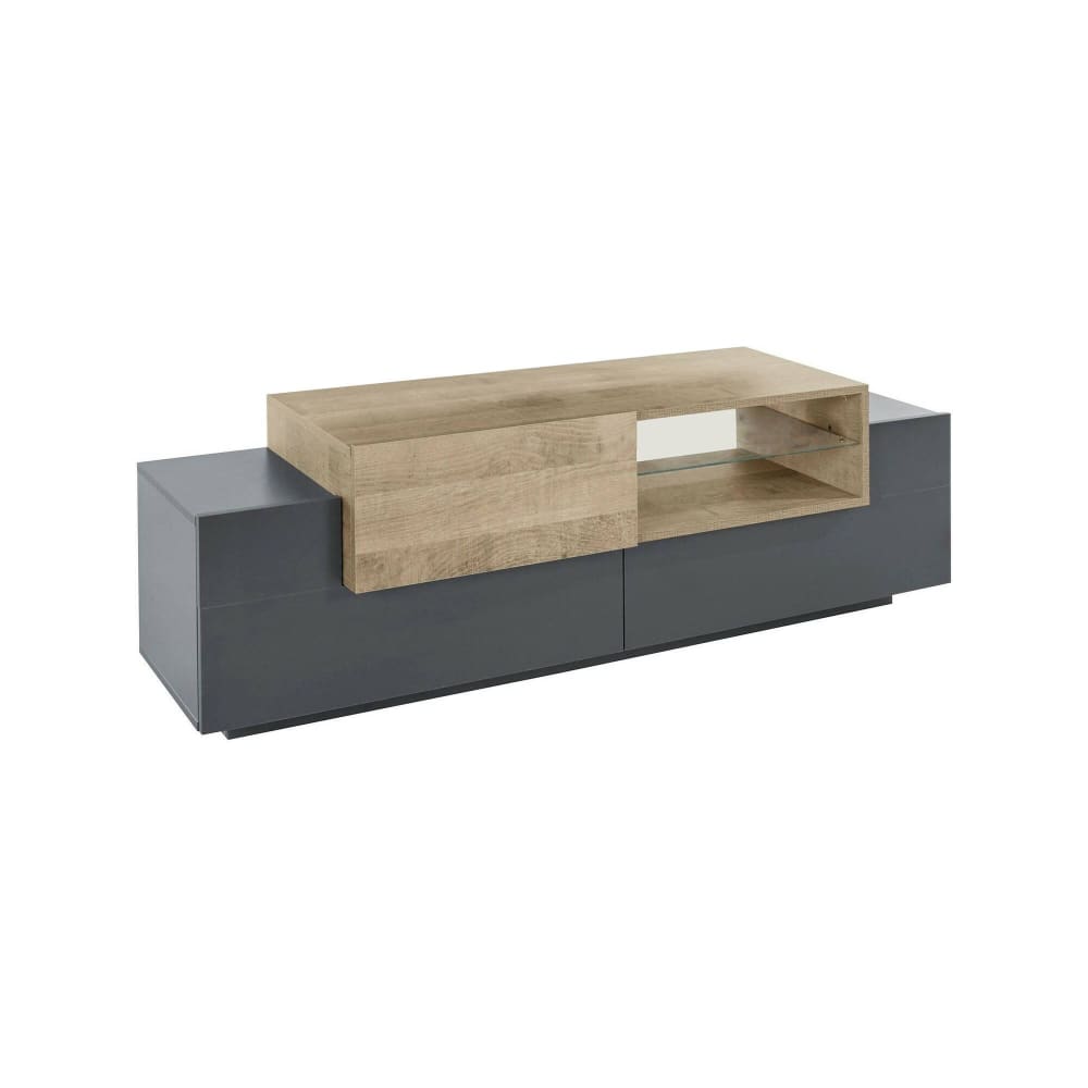 Meuble TV en Bois Noir Anthracite