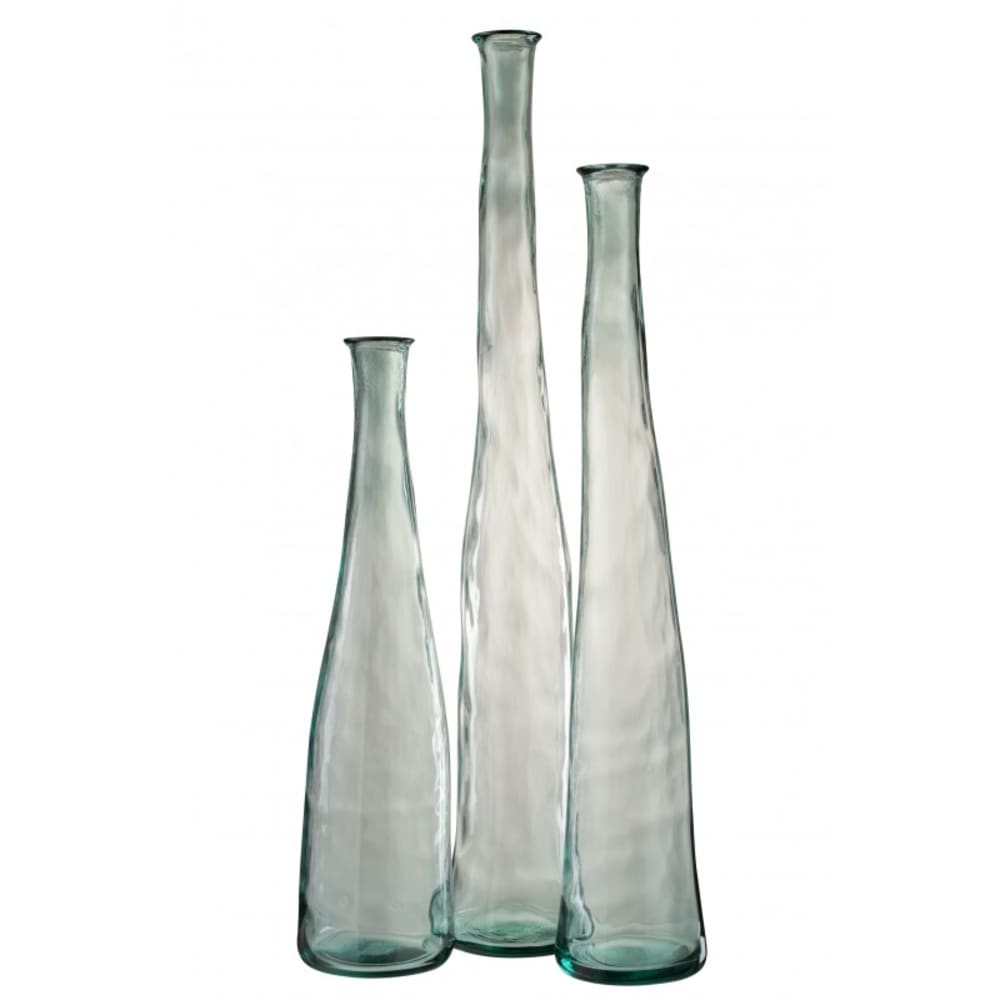Vase bouteille en verre transparent 18x18x120 cm