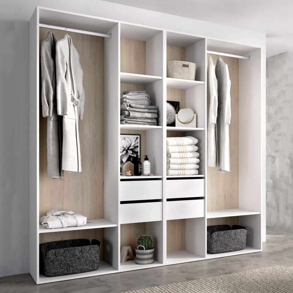 Grande armoire bois blanc nobilisé 196x205h cm