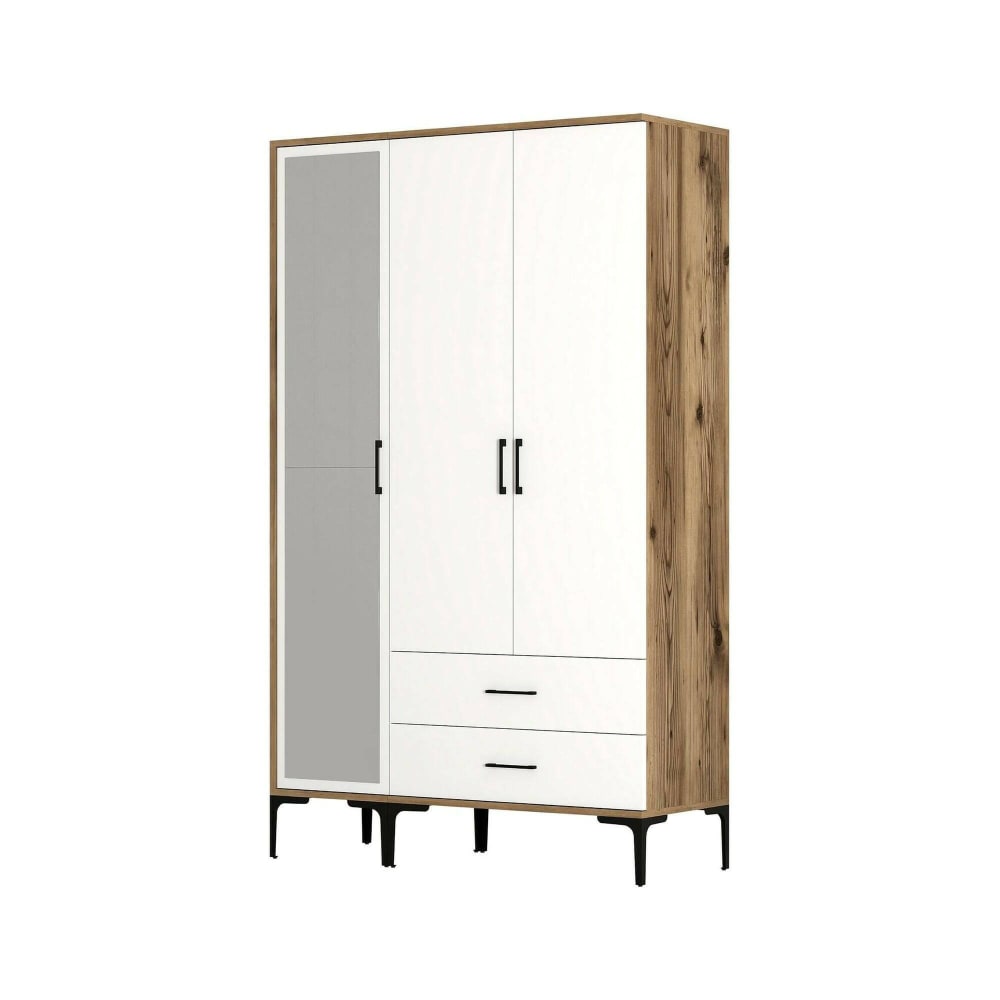 Armoire 3 Portes Bois Marron Noyer
